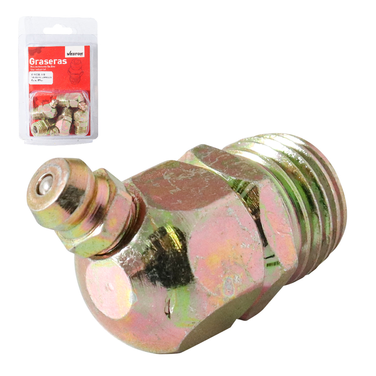 GRASERA 1/4" NPT 45 GRADOS BLISTER DE 5 PIEZAS