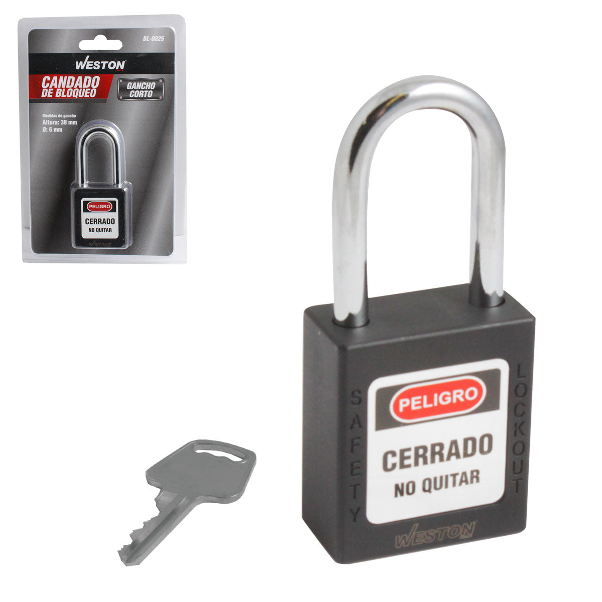 CANDADO DE BLOQUEO ROJO 38MM