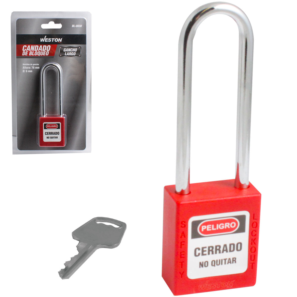 CANDADO DE BLOQUEO ROJO 76MM