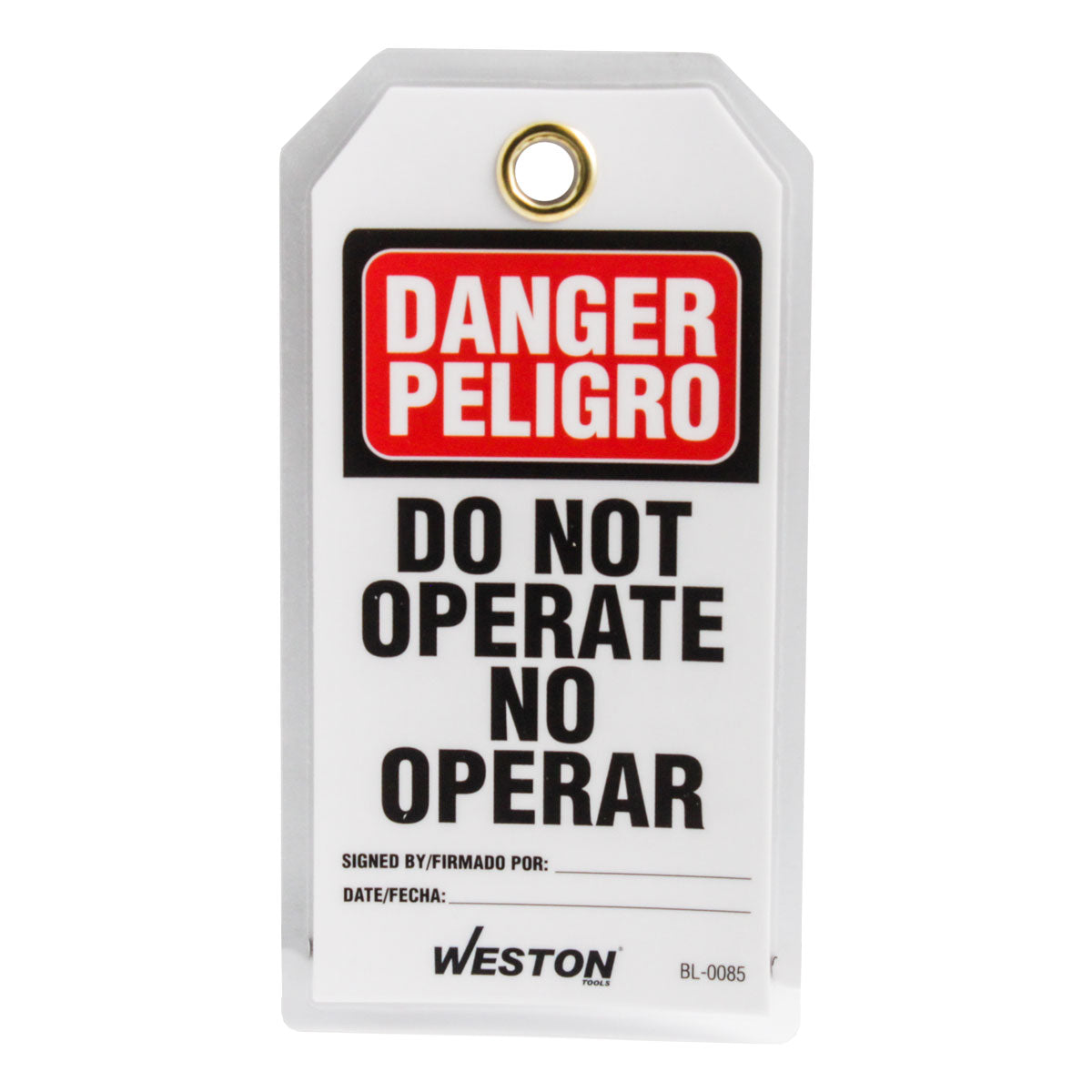 ETIQUETA DE BLOQUEO BILINGÜE PELIGRO