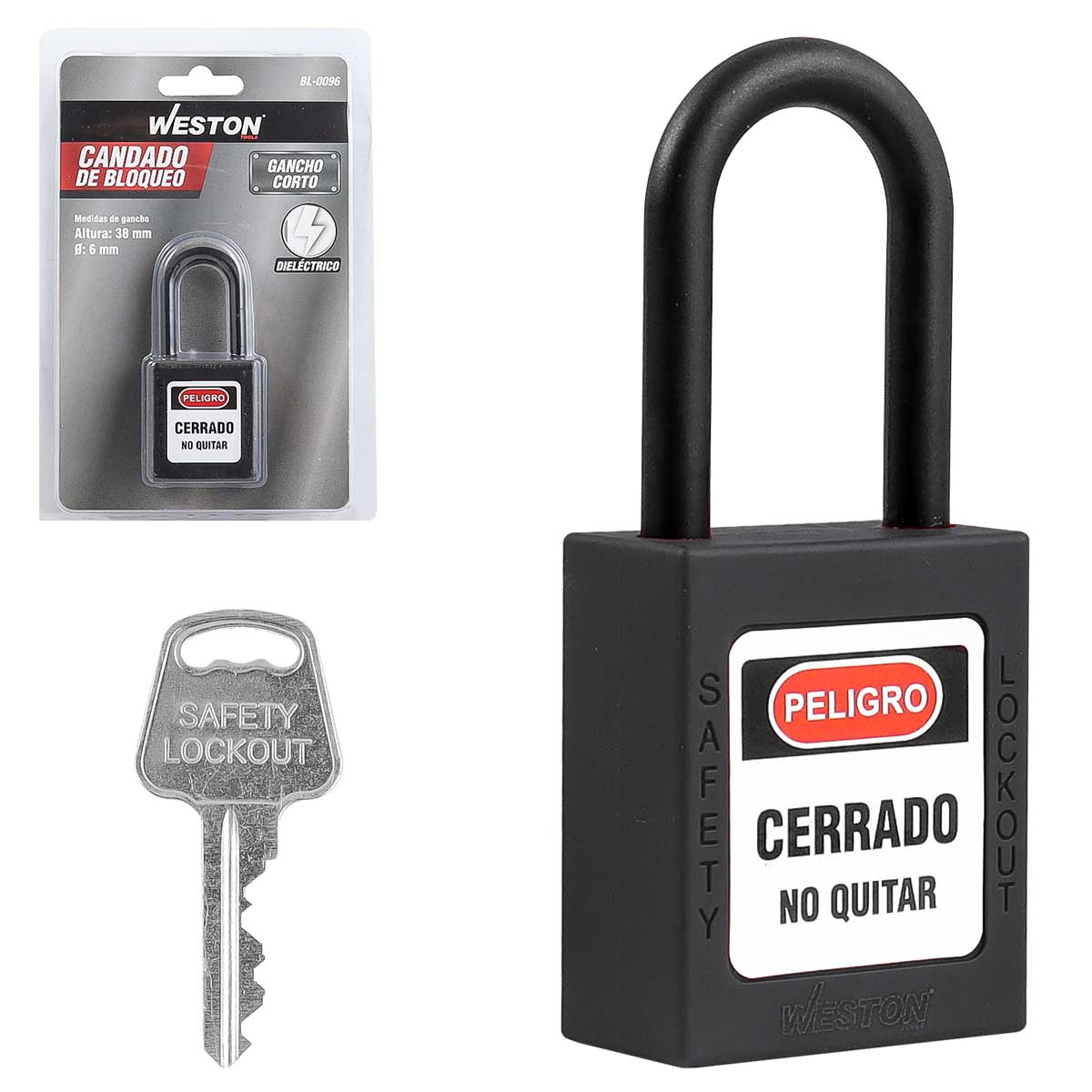 CANDADO DE BLOQUEO DIELÉCTRICO ROJO 38MM