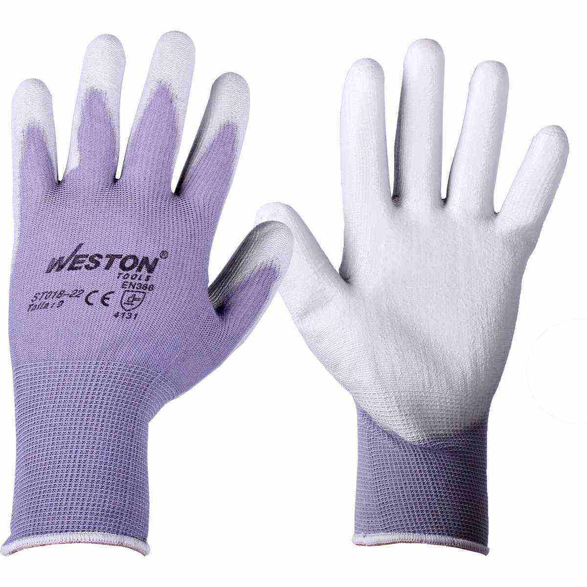 GUANTE NYLON C/PU 13G C/PALMA GRIS 8 (Precio x par - Empaque c/10 pares)