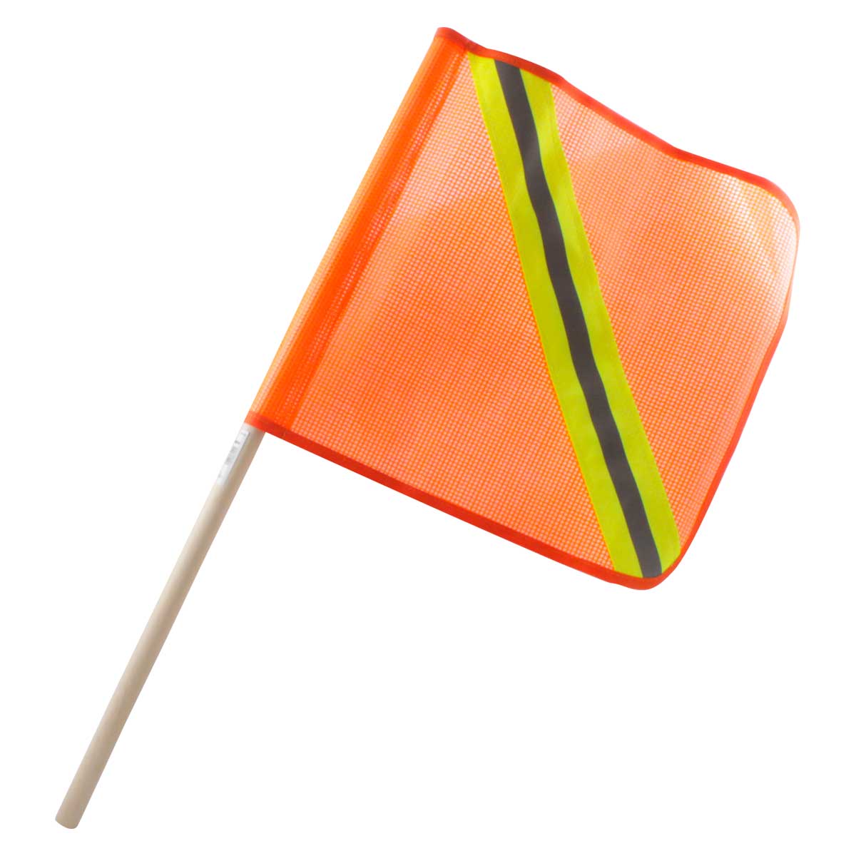 BANDEROLA D/SEGURIDAD NARANJA 30*30CM MANGO D/MADERA ø15MM*60CM