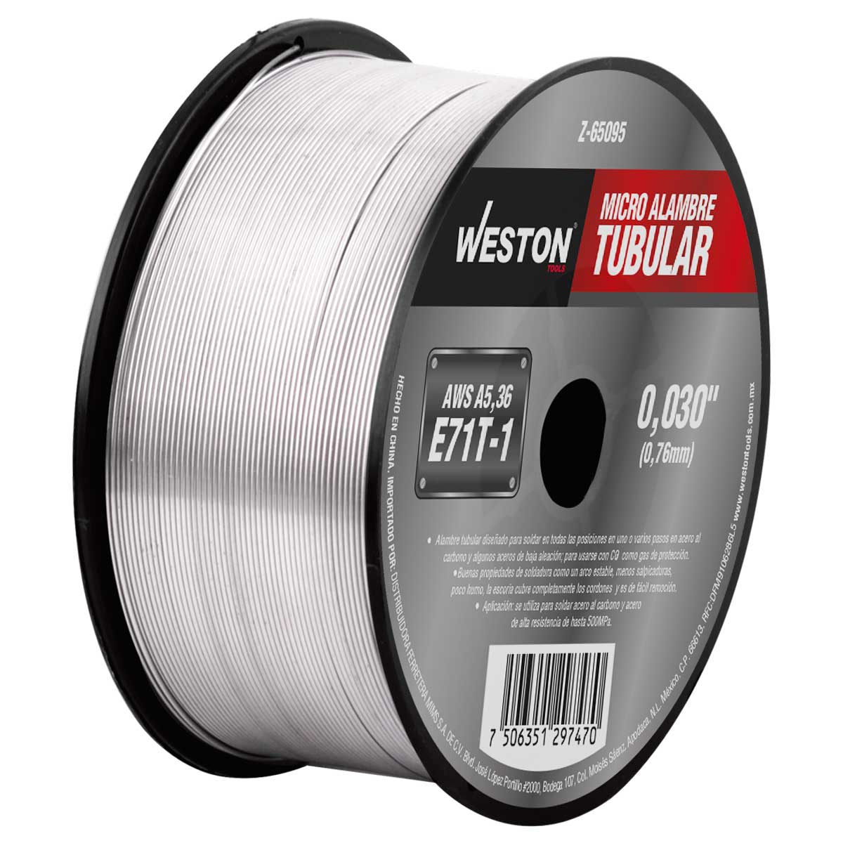 SOLDADURA TUBULAR 71T-1 .030” (1KG, USO C/GAS)