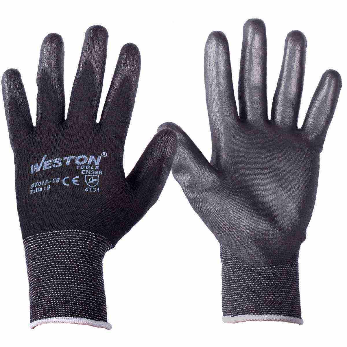 GUANTE NYLON NORMAL C/PU 13G NEGRO 8 (Precio x par - Empaque c/10 pares)