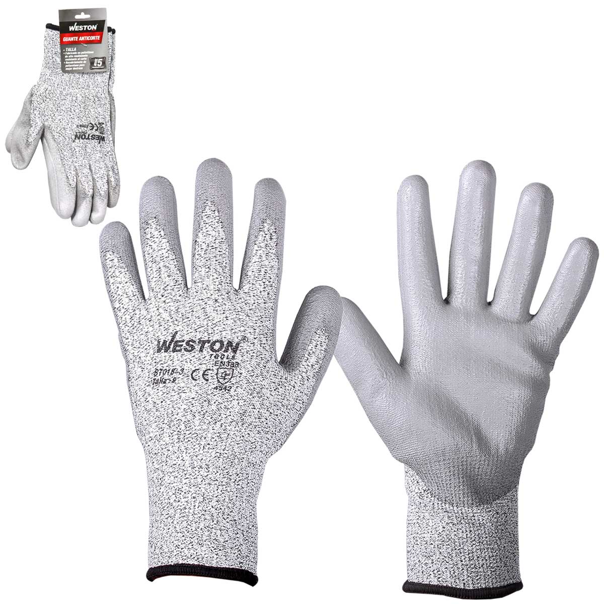 GUANTE ANTICORTE WESTON NIVEL 5 TALLA 8 (Precio x par - Empaque c/10 pares)